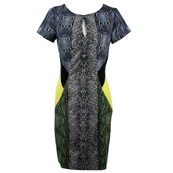 BCBGMaxAzria Sz XS Chloe Dress Snakeskin Sheath Sexy Bodycon Edgy Club - Picture 3 of 16